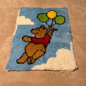 Vintage Winnie the Pooh Disney Rug Wall Hanging Nursery Disneyland Rug Shag
